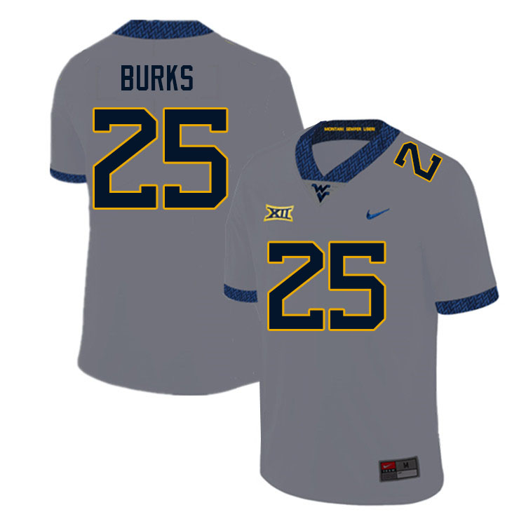 NCAA Men's Aubrey Burks West Virginia Mountaineers Gray #25 Nike Stitched Football College Authentic Jersey HY23S63FE